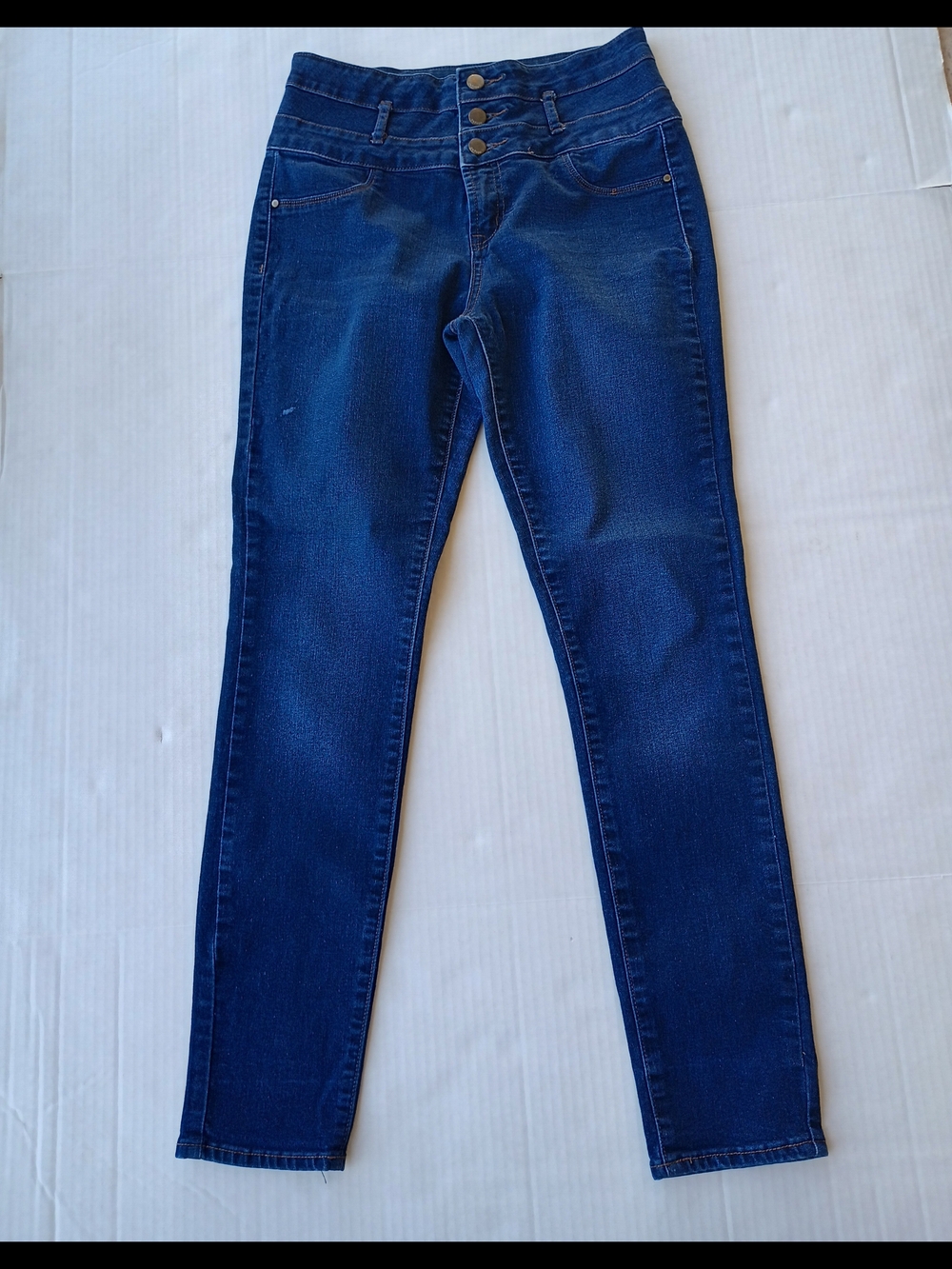Refuge Triple-Button High-Rise Skinny Jeans in Deep Blue Size 8